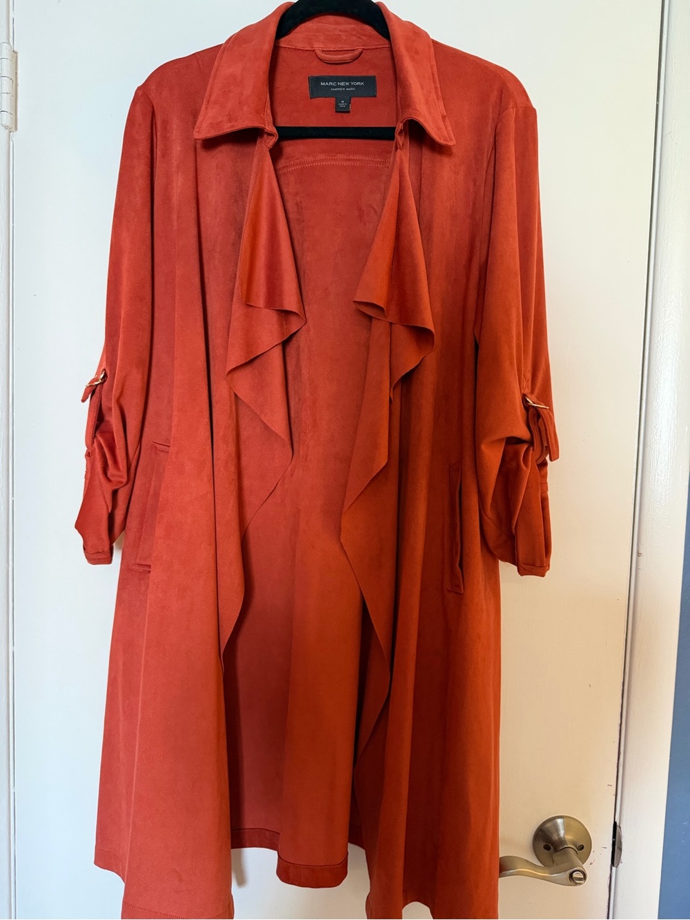 Marc New York Rust-Orange Draped Open Front Jacket